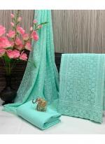 Georgette Sky Blue Festival Wear Chikankari Work Dress Material